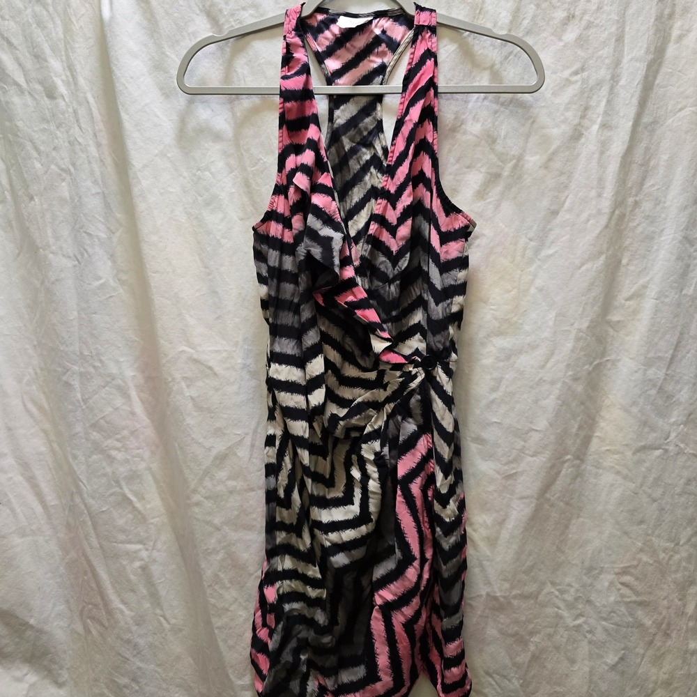 Vintage Y2K Parker Silk Chevron Print Racerback Wrap Dress Women's XS